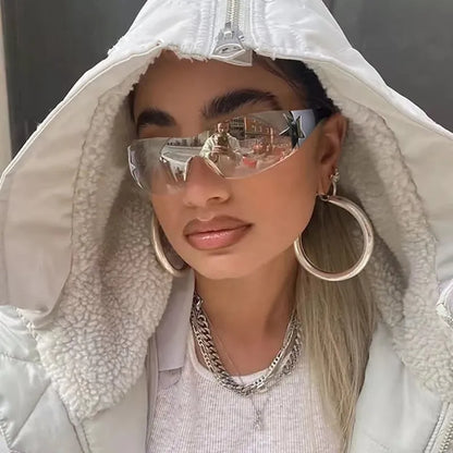 Luxury Women Sunglasses New Punk Sports Sun Glasses Brand Designer Y2K One Piece Glasses Fashion Men Goggle Shades UV400 Eyewear