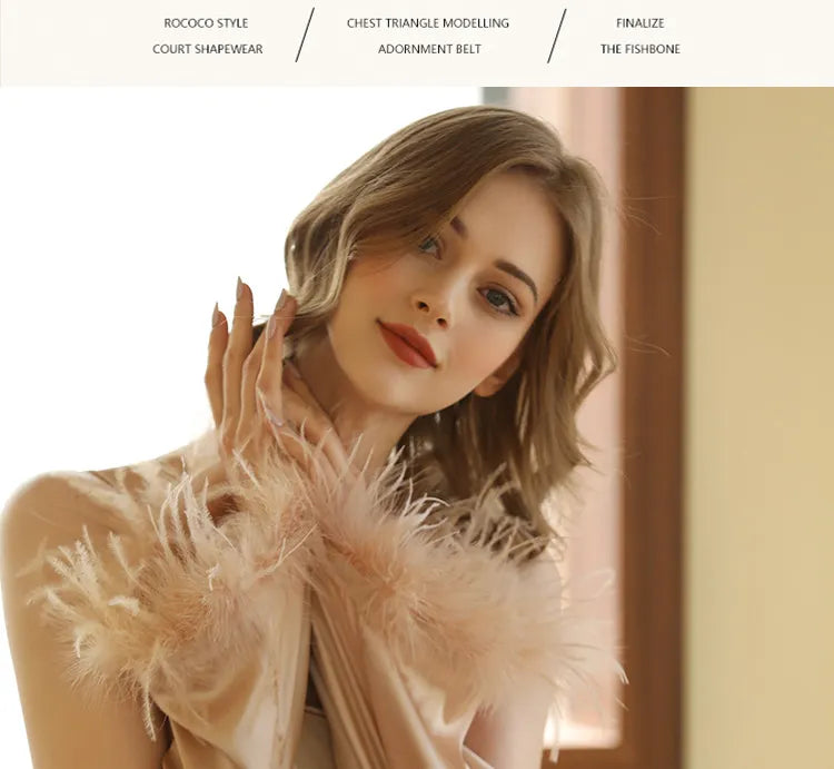 2024 New Women FEATHER Bride Bridesmaid Wedding Robe Satin Kimono Bathrobe Gown Nightwear Embroidery Letter Nightgown Lingerie