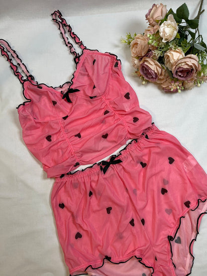 Sexy Women's Pajama 2pcs Set Shorts Suit Print Underwear Pijama Lingerie Camisoles Tanks Nighty Ladies Loungewear Homewear